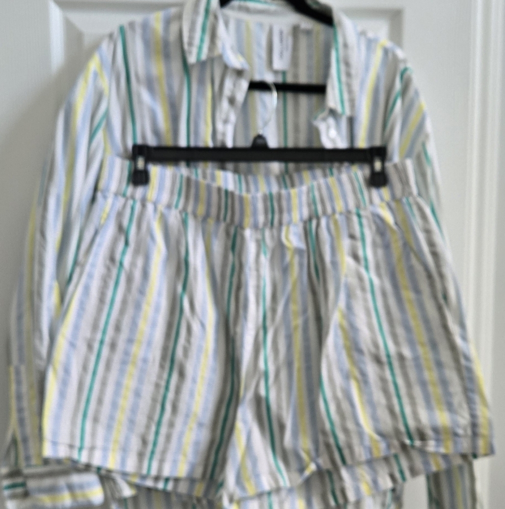 Last chance..ASOS Set White and Yellow High Waist Summer Shorts - Picture 1 of 6